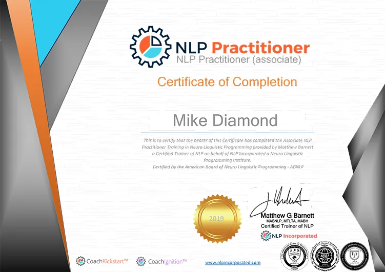 Mike Diamond — NLP Practitioner Certificate